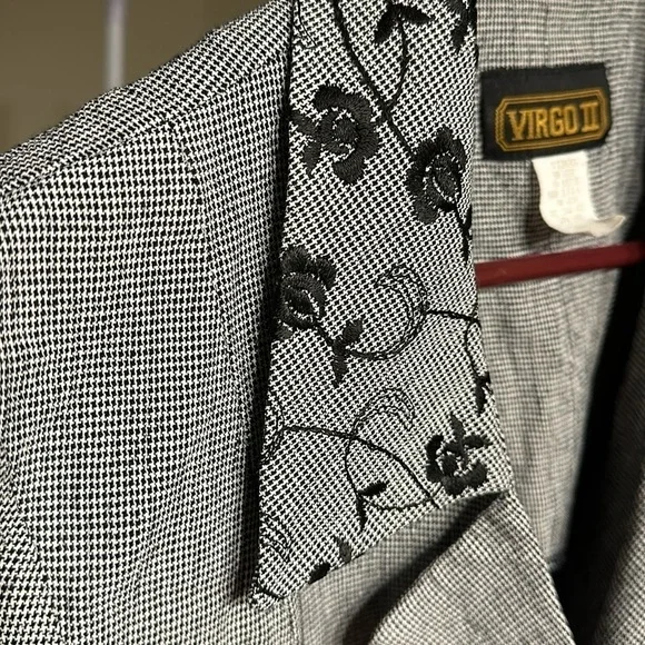 Vintage Virgo II Black Herringbone Button Up Blouse Size 6 - Picture 3 of 6